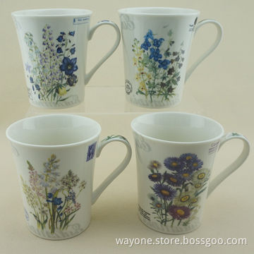 Fine China 390mL Mugs with Vintage Design, Ideal for Gifts and Promotions, Passed FDA